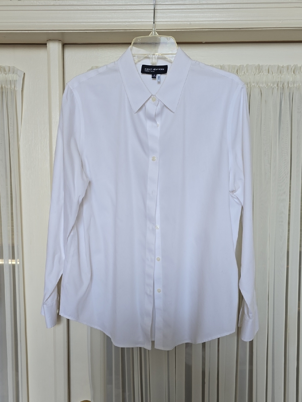 Jones New York Signature White Button-Front Cotton Shirt